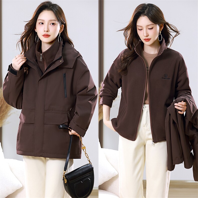 2025年冬季新款保暖冲锋衣套装现货，女装棉衣/棉服，婷轩阁