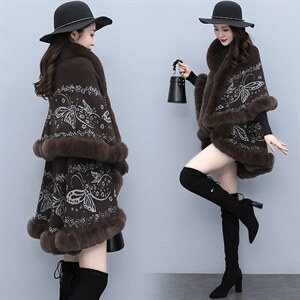 芷墨2021新冬装加厚保暖斗篷外套时尚风复古双层斗篷大衣,女装毛呢外套,芷墨服饰