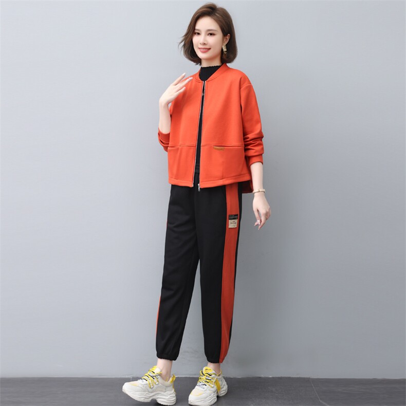 2022冬季新款时尚休闲加绒套装女宽松显瘦保暖两件套,女装套装/套裙,依恋蒂丝