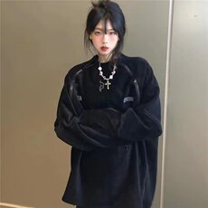 美式潮牌复古刺绣灯芯绒卫衣男女宽松圆领拉链设计感春秋上衣外套，女装短外套，星座1210-1