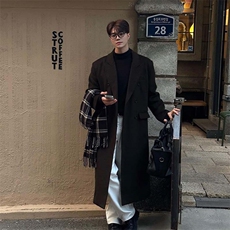 冬季韩风男士加棉呢子大衣美式过膝长款外套1216-P120现货！，女装短外套，星座1004-3