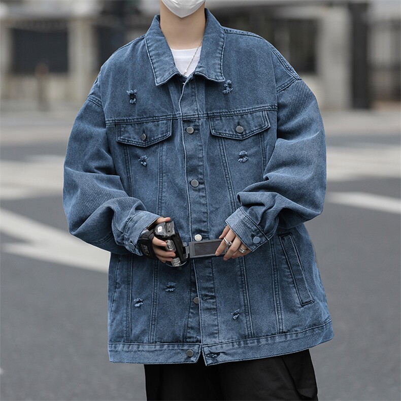 牛仔外套男秋季高街休闲夹克港风休闲工装上衣服JK0857-P68,男装夹克,星座308B-1
