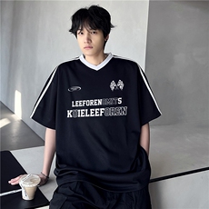 2026夏季运动风V领短袖T恤男字母印花抗菌速干上衣DT303-特P28，男装T恤，电商C307
