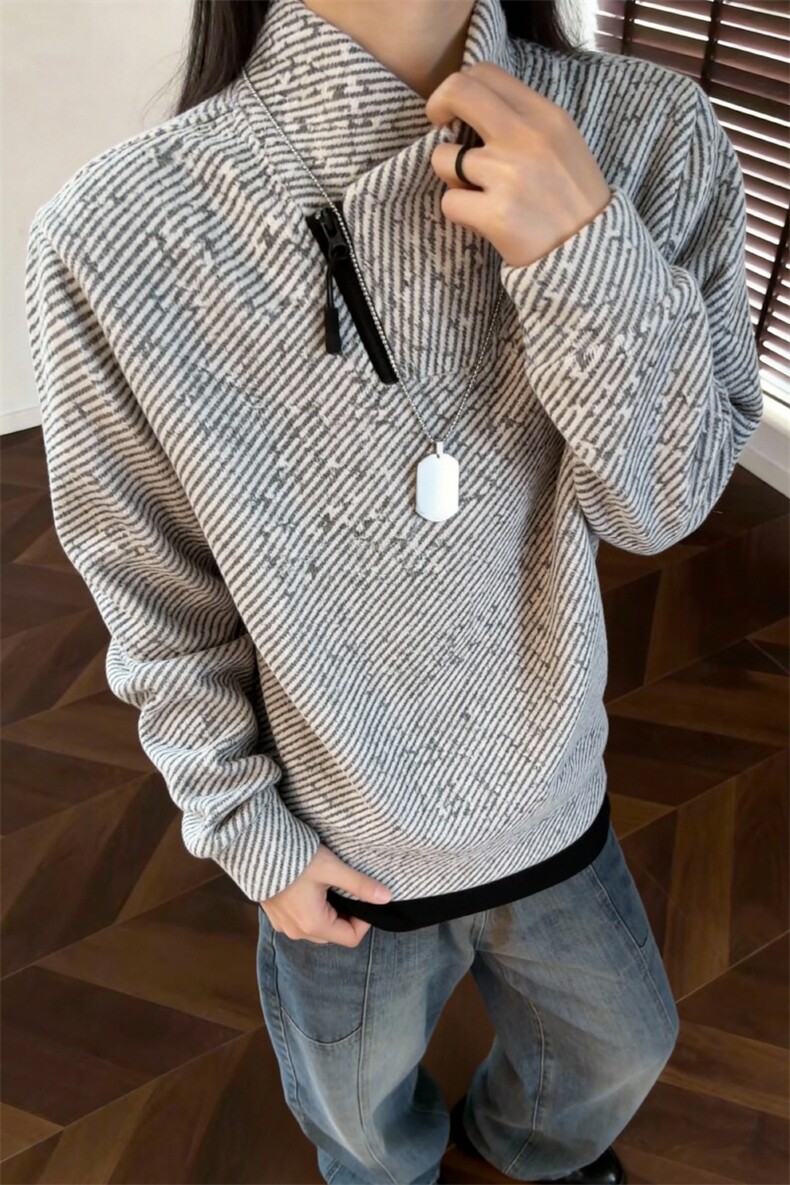 (有原版亮片)条纹交叉V领卫衣XZ514-2-HWY70-常规P25加绒P30,男装卫衣,星座514-2(原B239)