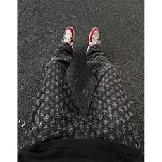 欧美hiphop裤子美式高街满印提花牛仔裤男款夏季痞帅高级感微喇裤，男装牛仔裤，星座1116A（原606A-3）