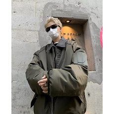 小众拼接翻领假两件棉衣夹克外套男女宽松秋冬季飞行棒球服J2802，男装夹克，星座1116A-1（原606A）
