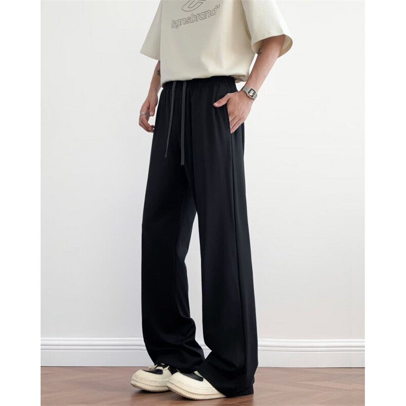 25年夏季凉感冰皮弯刀宽松微喇直筒显瘦速干休闲裤潮601-1-RK77，男装皮裤，星座601-1