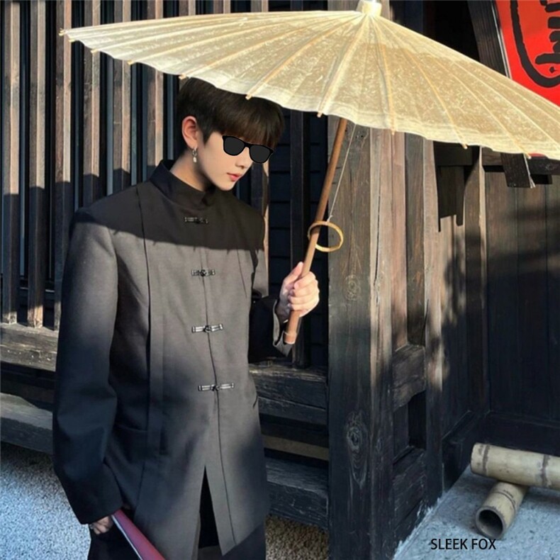 XZ189-P55皮质盘扣带垫肩西服上衣,男装西服,电商B323A