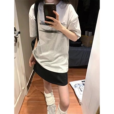 T0761-P25简约印花灰白字母短袖模糊字母设计男女款小众上衣，男装T恤，星座617A-2