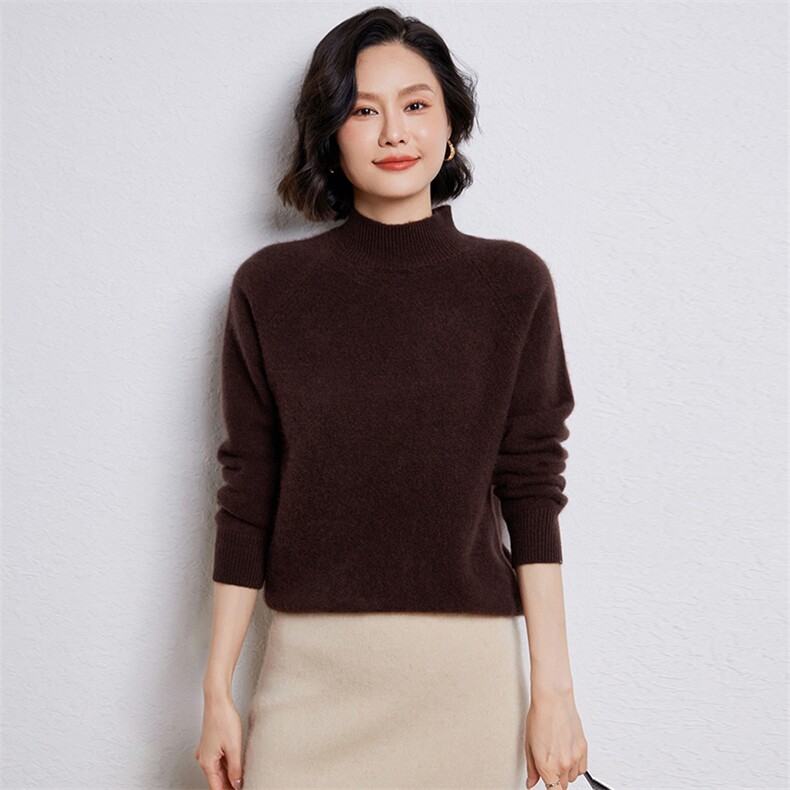 时尚百搭女士高领羊毛衫简约休闲显瘦保暖毛衣,女装羊毛衫,温伦斯特羊绒