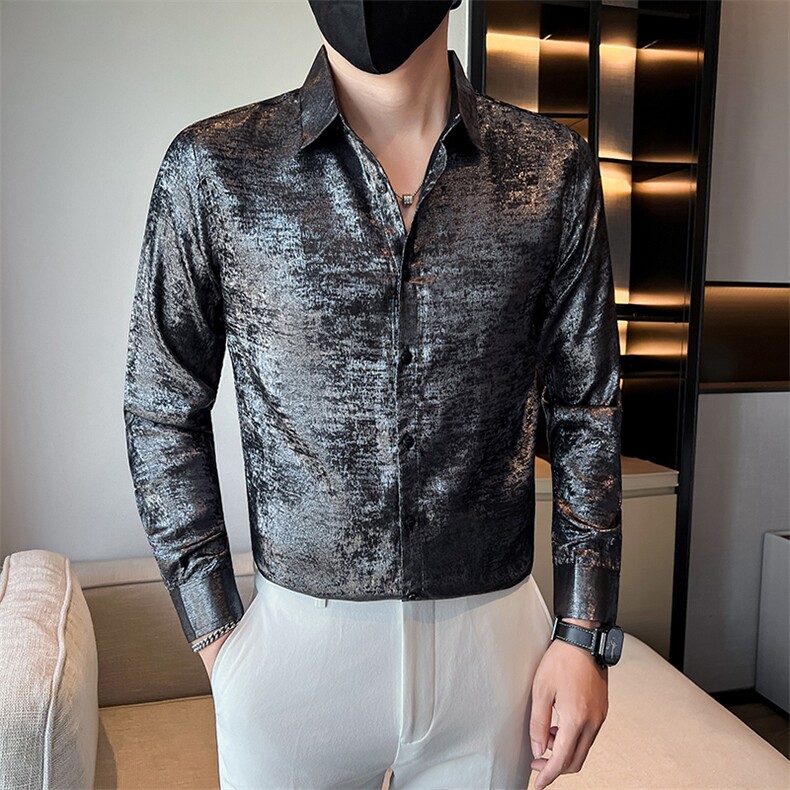 社会小伙店主风纯色长袖衬衫301A-1/CS511/P55，男装衬衫，星座301A-1