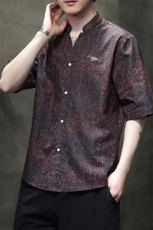 新中式提花风潮T恤短袖防香云纱龟裂纹汉服唐装T2418-P58，男装T恤，电商A227