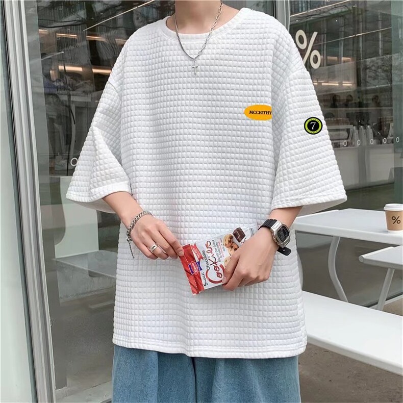 男圆领T恤宽松短袖华夫格短袖T989P26图片