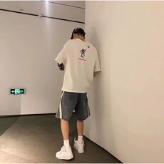 日系工装阔腿牛仔裤男潮牌高街垂感裤子宽松短裤A057-P32，男装牛仔裤，星座208-5