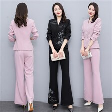 2022年春季新款套装刺绣收腰显瘦气质潮服，女装套装/套裙，红依一坊