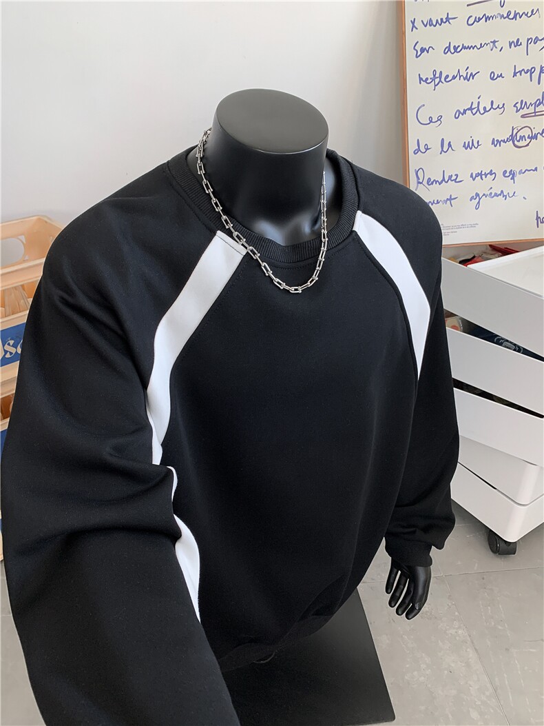 美式hiphop卫衣男款秋冬季加绒加厚潮流撞色拼接情侣圆领休闲上衣,男装卫衣,星座809A(原222-1)