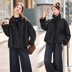 羊羔毛内胆皮毛一体外套，女装皮草，采品优优