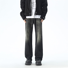 B221美式ins高街暗黑重工艺修身微喇牛仔裤LK24337-特P45控78，男装牛仔裤，电商B221