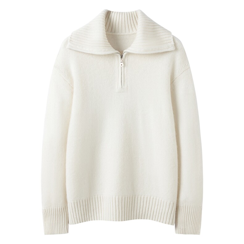 秋冬新款纯色针织半开领时尚百搭，女装羊绒衫，缇曼羊绒