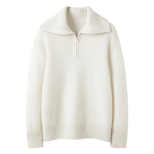 秋冬新款纯色针织半开领时尚百搭，女装羊绒衫，缇曼羊绒