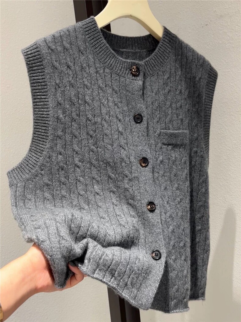 2025年秋季单件时尚百搭通勤简约休闲羊毛马甲，女装羊毛衫，恩泰羊绒