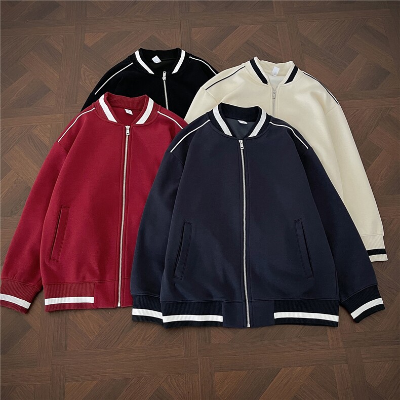 重磅420克boxy短款立领开衫棒球服液态棉爽滑外套男D9899-P68图片