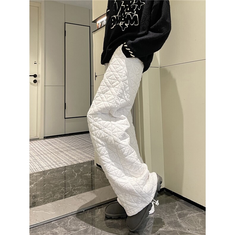 【现货】612-K228-P75冬季棉裤不规则菱格压线宽松直筒宽松休闲裤,男装休闲裤,星座612