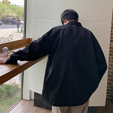 痞帅长袖衬衫男春季高级感雅痞港风日系外套潮流ins黑色衬衣C636，男装衬衫，星座1116-2