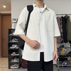 港式复古条纹短袖衬衫外套上衣男2024设计感显瘦衬衣DX102-特P30，男装衬衫，电商A178