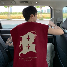 美式印花无袖t恤背心，男装T恤，电商A486