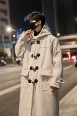 男士冬装高级感长款呢大衣连帽牛角扣毛呢大衣风衣外套YF902-P135，男装风衣，电商B295