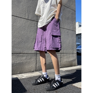夏季美式高街冰丝hiphop运动五分工装裤短裤货号DK2428P38图片
