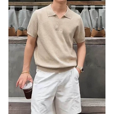 网图！老钱风POLO杉短袖复古正肩针织T恤-EX50895-特批45，男装T恤，电商A061