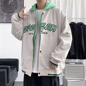 美式复古棒球服vintage春秋假两件高街hiphop连帽夹克 W1409-P54图片