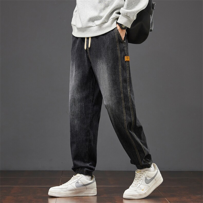 美式复古工装牛仔裤男士新款宽松束脚哈伦春季休闲长裤J8076-P45,男装牛仔裤,星座509