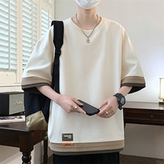 2025新款休闲拼色短袖T恤TX8817，男装T恤，星座1106-2（原1111B）