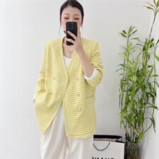 现货欧货格子西装，女装西装，悠奈尔