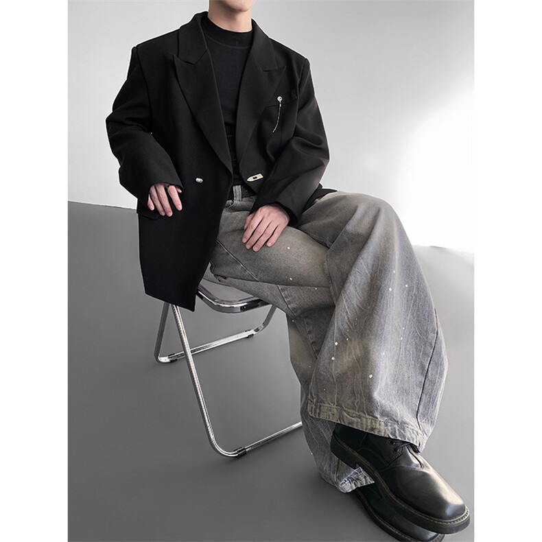 高级感金属设计感垫肩西装外套男士休闲百搭流行西服上衣XZ15P125,男装西服,星座512-1（原513-3）
