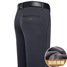 男士高档秋冬季宽松弹力直筒抗皱商务长裤加绒加厚西裤MK209P52，男装西裤，星座1013-5