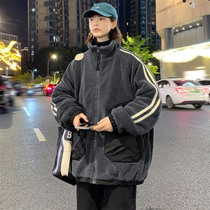 2024冬款中性加绒简约棉衣羊羔绒立领外套男女 8339-P125控价178图片