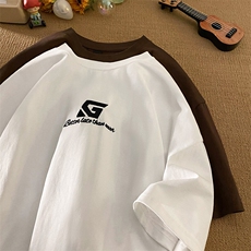 平铺字母刺绣多色短袖T恤男DT77778P22块特价控45：供抖音视频，男装T恤，星座227-7