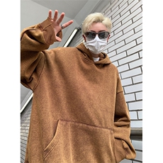 得物抖音高品质二开380克重磅做旧炒雪花纯色连帽水洗卫衣CM16，男装卫衣，电商A486