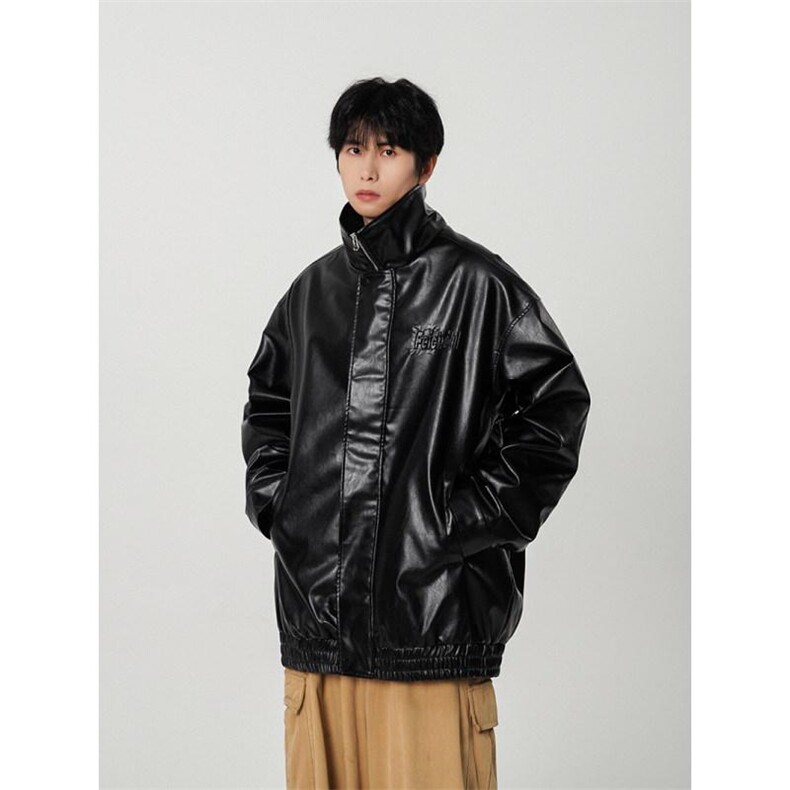 B225-W8634-P126-X158----50TC50PU--双面钢印纯色皮衣棉服,男装皮衣,电商B225
