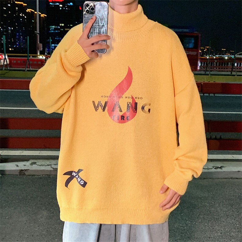 ！2023秋冬新款男士高领毛衣品质加厚保暖印花针织衫M702P55，男装针织衫/毛衣，电商B220