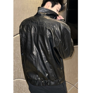 (自家图）美式复古黑色高级感机车短款皮衣外套男YH189-P80图片