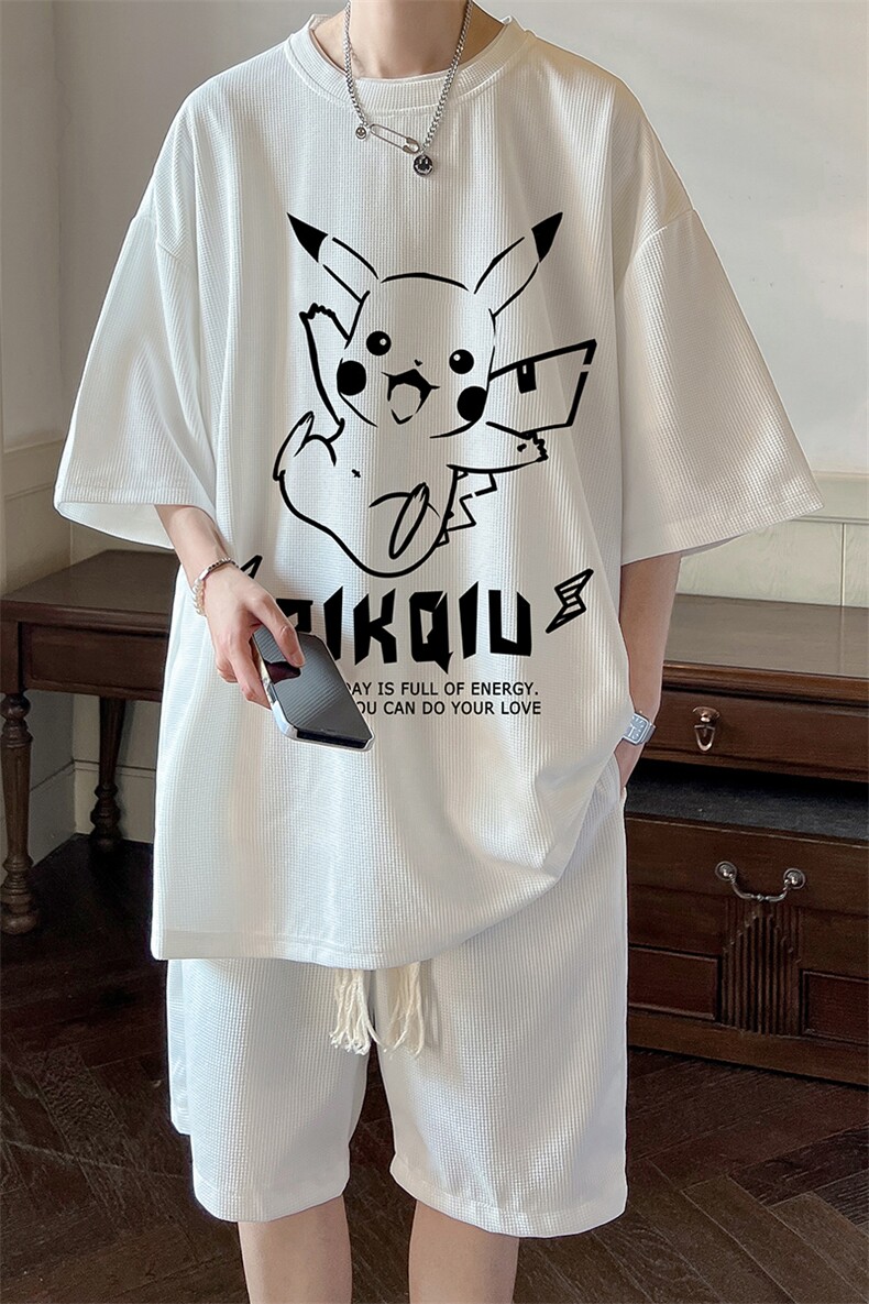 华夫格套装运动短袖t恤套装休闲两件套一套HZ84078-P44,男装T恤,电商A040