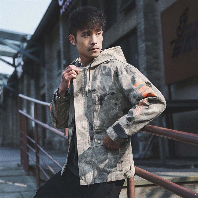 2021外景秋季新日系大码男迷彩工装夹克连帽外套J958-P85,男装夹克,电商A001