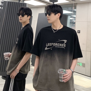 夏季新款美式短袖T需要男宽松复古水洗渐变街头上衣T608-38图片