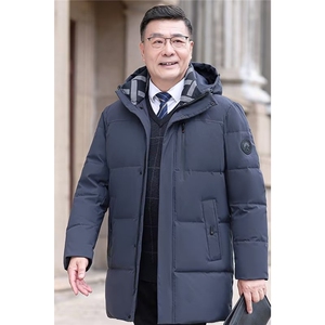 男士中老年羽绒服中长款爸爸装加厚大码外套yr238-P200毛领+10元图片