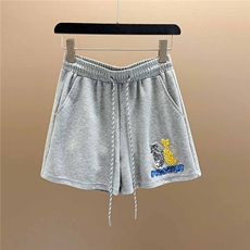 韩版休闲时尚套装女夏款个性简约圆领印花刺绣上衣阔腿短裤两件套，女装套装/套裙，江南